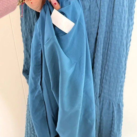 Arula Teal Midi Dress with Tie back - Picture 4 of 9